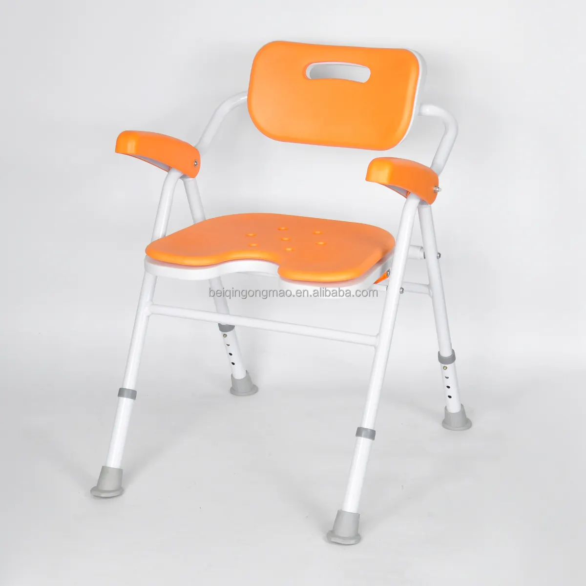 Kursi mandi lipat tugas berat medis, kursi mandi lipat dapat disesuaikan untuk orang tua manula cacat bariatrik dengan lengan dan belakang