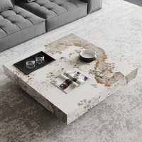 Design scandinave moderne 2025 Table basse minimaliste en bois antique Table à thé verre métal pour salle à manger meubles de salon