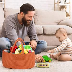 Cuerda de algodón portátil tejida viaje fieltro bebé guardería bolsa de almacenamiento de pañales bebé pañal <span class=keywords><strong>Caddy</strong></span> organizador para regalo recién nacido - Product Image 5