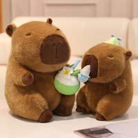Coussin décoratif Capybaras, Thème Été Mignon Lait de Coco, Bouée de Natation, Smoothie, Cocotier, Poupée de Machine à Griffes, Peluche Capybara