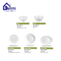 La Opala Diva Classique Collection - Ensemble de 6 assiettes en verre opale |   Boîte à collation blanche unie, idéale pour offrir, compatible micro-ondes