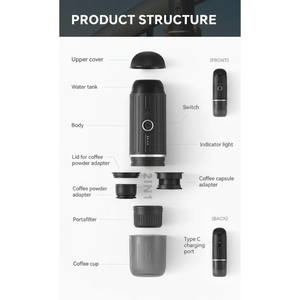 <span class=keywords><strong>Cafetera</strong></span> Portátil Kingze Personalizada de 19 Bares con Autocalentamiento, Mini Máquina de Cápsulas para Auto de 12V con Fuente de Alimentación USB para Camping - Product Image 3