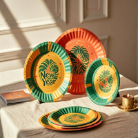 Assiettes jetables en papier 6 7 8 9 pouces, vaisselle, assiettes en papier kraft, plateaux en papier pour fête