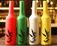 Bouteilles de barman colorées pour l'entraînement à l'acrobatie et au jonglage, en silicone incassable, pour la pratique du flairing en bar et pub