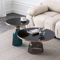 Meubles de salon de luxe maison moderne design de mode table basse cloche ronde en verre