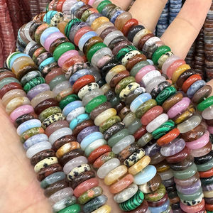 הסיטונאי 4 x12 מ "מ רב צבעים אבן טבעית חרוזי אבן טבעית חרוזי אבן רונדלה צבעונית רופפים - Product Image 3