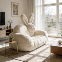 Riesiges Hasenförmiges Sofa Weißes Plüsch-Wohnzimmer-Sofa Bequemer Flauschiger Tier-Loveseat Übergroßer Akzent-Sessel