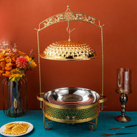Set Perlengkapan Prasmanan Chafing Dish Modern Kecil Warna Emas Stainless Steel Terlaris 4.5L Perlengkapan Hotel