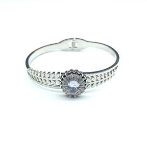 316L Stainless Steel <b>Bracelet</b> With Pvd Gold Plating And Clear Stone For Women Fashion Jewelry - Product Image 1