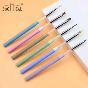 Nouvelle conception, outils professionnels de nail <span class=keywords><strong>art</strong></span> de luxe, manche mat coloré, logo personnalisé, pinceau universel ovale plat ombré, manucure - Product Image 2