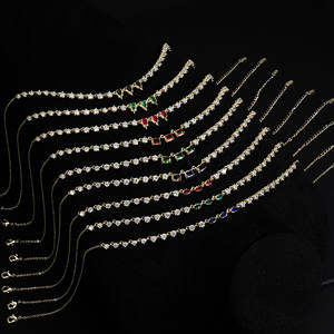 Collares de cadena tipo tenis ovalados multicolor con circonitas cúbicas (CZ) estilo Iced Out, chapados en cobre, de moda, para uso diario o fiestas - Product Image 1