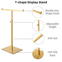Présentoir à bijoux en acier inoxydable, support de sac de table réglable en hauteur avec double crochet pour colliers