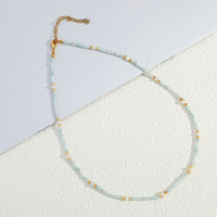 BOHO Mini collier de perles en pierre naturelle, collier de pierres, bijoux d'amazonite, colliers de perles pour filles