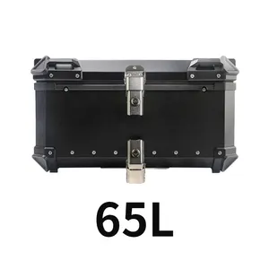 Hộp phía sau xe máy 65l-100l màu đen dập nổi công suất lớn PU lót Hộp lưu trữ phổ quát Đuôi Xe Máy