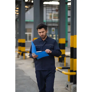 Navy Men's Autumn Labour Wear Resistant Work Clothes Industrial Factory Workshop Construction Workwear Suits - Product Image 3