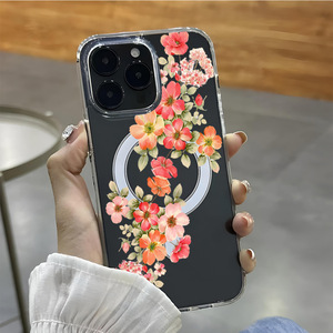 <span class=keywords><strong>Coque</strong></span> de téléphone portable rose, <span class=keywords><strong>orange</strong></span>, à motifs floraux et feuilles vertes pour <span class=keywords><strong>iPhone</strong></span> 16 Plus 17 Air <span class=keywords><strong>Pro</strong></span> Max, <span class=keywords><strong>coque</strong></span> transparente magnétique, <span class=keywords><strong>coque</strong></span> arrière - Product Image 3