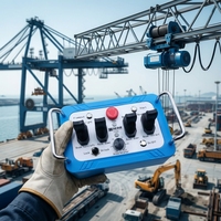 Control Remoto Hidráulico NOMI de 4 Palancas, CC 12-24V, IP67, Alcance de 500M, para Grúa de Cubierta Marina