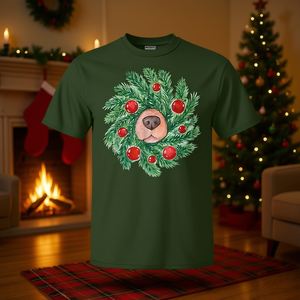 Camiseta con diseño de corona navideña con nariz de perro para amantes de los perros, diseño de Golden Retriever - Product Image 3