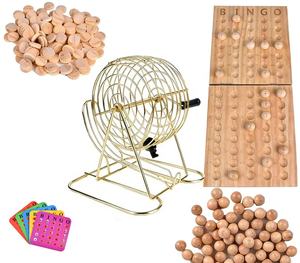 Máquina de <span class=keywords><strong>Bingo</strong></span> de Lujo con Jaula Metálica, Tablero Maestro de <span class=keywords><strong>Madera</strong></span>, <span class=keywords><strong>Bolas</strong></span> de Llamada y Tarjetas de <span class=keywords><strong>Bingo</strong></span> con Deslizador para Fiestas - Product Image 1