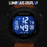 Montre numérique NAVIFORCE 7104 pour homme, chronographe sportif, chronomètre, étanche, montre électronique tendance pour homme, orange