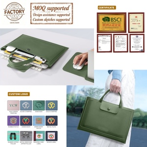 Venta al por mayor de fábrica logotipo personalizado Oficina moda bolso PU cuero portátil bolsas para hombres mujeres manga portátil maletín ordenador bolsa - Product Image 4