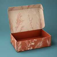 Caja de Cartón para Envíos con Logotipo Personalizado, Impresión a Todo Color, Diseño Floral Botánico de Hierba Seca Vintage