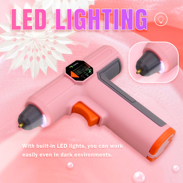Digital Diaply Temperature Automatic Glue Feeding Hot Melt Glue Gun with LED Lighting