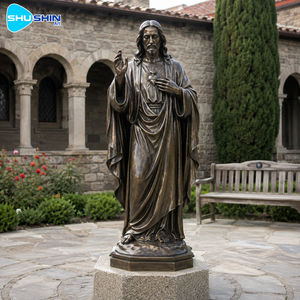 Statue de Jésus grandeur nature en bronze, sculpture religieuse pour église, Art chrétien Sacré-Cœur pour Cathédrale et Jardin de Prière, Écologique - Product Image 1