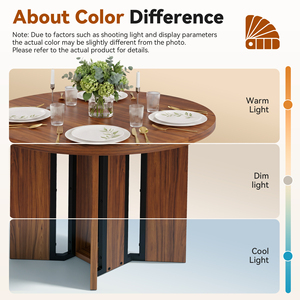 Modern Convertible Solid Wood Round Dining Table with Unique Split Base Design 4-Seater for Home Dining Room - Product Image 5