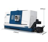 Mesin Bubut CNC Slant Bed TCK80Y/1000 12 Station Live Turret Sumbu Y Diameter Lubang Spindle 80mm Panjang Putaran 800mm Panjang Bubut 1500mm