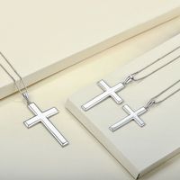 Collier avec pendentif croix simple en argent sterling 925 plaqué rhodium pour femmes, bijoux