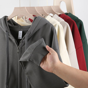 เสื้อกันหนาวมีฮู้ดแบบมีซิปสำหรับผู้ชายเสื้อแบบสวมหัวแบบเรียบมี100% ผ้าฝ้ายเทอร์รี่โอเวอร์ไซส์ออกแบบโลโก้ได้ตามต้องการ - Product Image 1