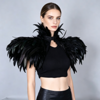 Châle gothique noir en plumes avec sangle réglable pour Halloween, cosplay, performance scénique et fête