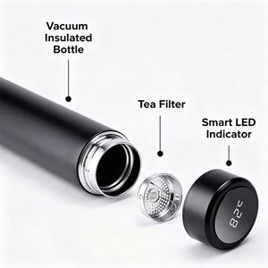 Vaso Inteligente de Oficina Personalizado con Logotipo, Clásico, de Acero Inoxidable 304, 500 ml, con Pantalla LED de Temperatura, Aislamiento al Vacío, Regalos Empresariales - Product Image 2