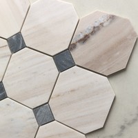 Mosaïque murale de luxe en marbre Calacatta Viola octogonal italien, finition polie, design moderne