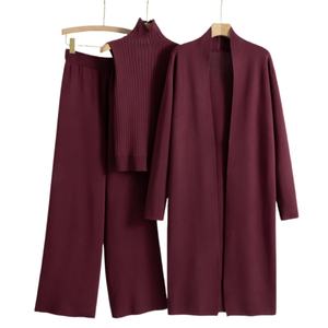 Completo Personalizzato in <span class=keywords><strong>Maglia</strong></span> di Cachemire <span class=keywords><strong>e</strong></span> Lana da Donna, <span class=keywords><strong>Set</strong></span> Tre Pezzi con <span class=keywords><strong>Cardigan</strong></span> Lungo, Gilet <span class=keywords><strong>e</strong></span> Pantaloni - Product Image 6