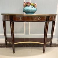 Console d'entrée de luxe britannique sur mesure en bois massif sculpté à la main avec décorations dorées pour hall d'entrée de Fashan