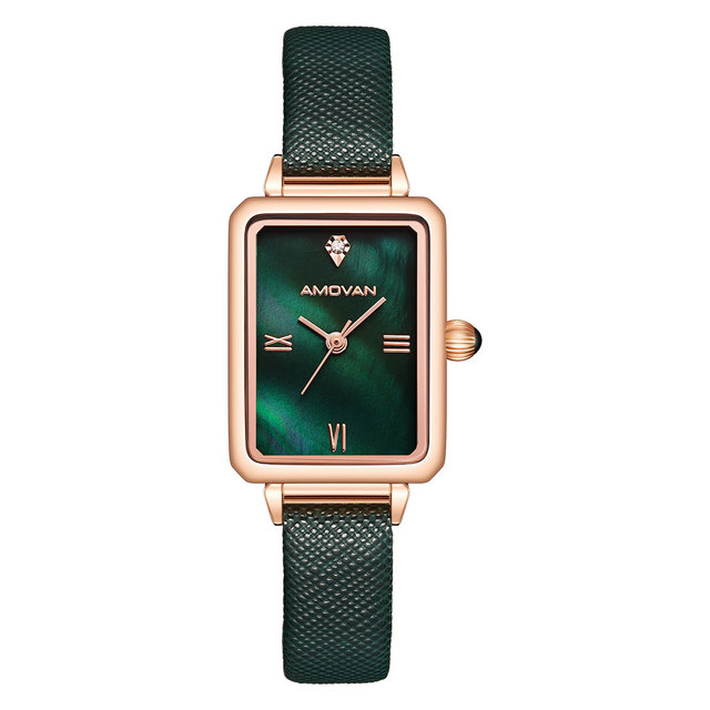 2021 Hot Selling Fashion Lady Watch Green Dial Waterproof Genuine Leather Strap
