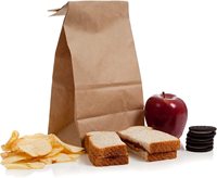 Pochette déjeuner en papier kraft brun imprimé de logo personnalisé sacs à emporter sulfurisés de qualité alimentaire pour la boulangerie pain sandwich