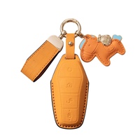Étui de clé BYD compatible en cuir microfibre, style minimaliste, fabriqué en Chine ; compatible avec Song Pro, Yuan, Tang, Qin PLUS, Han DM-i, EV 2, Seal
