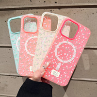 Coque de téléphone magnétique deux-en-un en TPU de qualité supérieure, style coréen, rose doux, motif floral, pour iPhone 16/17