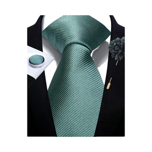 Ensemble cravate, boutons de manchette et épingle à revers Exve Exclusive, marque propre, étiquette personnalisée, respirant, classique, marron, polyester, uni, pour homme - Product Image 4