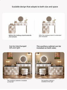 Modern Simple Bedroom &amp; Living <strong>Room</strong> <strong>Dressing</strong> Table <strong>with</strong> <strong>Lighted</strong> <strong>Mirror</strong> and Drawers Wood Material Makeup Vanity - Product Image 5