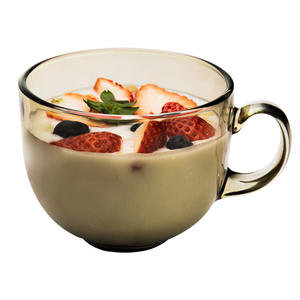 Vaso Transparente Ecológico con Marco Dorado para Beber Té, Jugo, Agua, Café, con Tapa, Asa y Cuchara, Logotipo Personalizado - Product Image 4