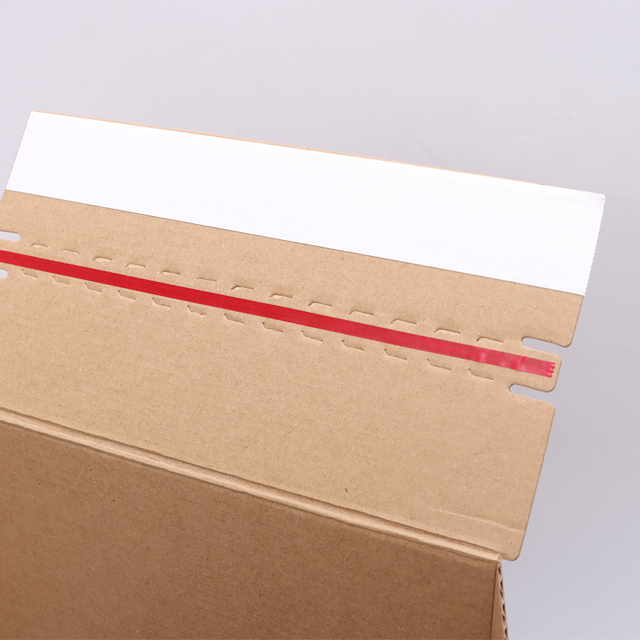 Kraft Paper Tear Strip Corrugated Mailer Box HXP Eco-Friendly Easy Open Shipping Box for E-commerce Packaging