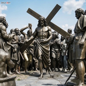 Iglesia Católica Cristiana Estatua de Bronce Décima Estación Tamaño Real Ropa de Jesús Tomada Famoso Jesús 14 Estación Escultura de Latón - Product Image 4