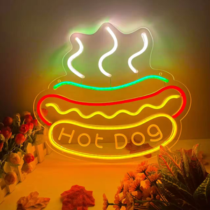 Lumière néon LED personnalisée en forme de hot-dog rouge, corps en cristal, décoration murale pour la maison, magasin de proximité, restaurant, enseigne nocturne - Product Image 2