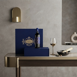 Custom Luxury Wine <strong>Gift</strong> Box, Blue Gate Fold Rigid Packaging Case with Foam Insert for Red Wine, Glasses, and Corporate Gifting - Product Image 4