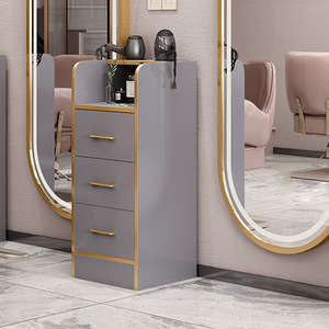 Estilo moderno Barbería y peluquería para el hogar Mesa de herramientas especiales Madera y metal Salón de belleza Cajón Tipo Estante Gabinete - Product Image 3