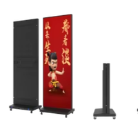 Afficheur publicitaire LED ultra-fin sur pied avec roulettes verrouillables 640x1920 1280x1920 pour hall d'hôtel